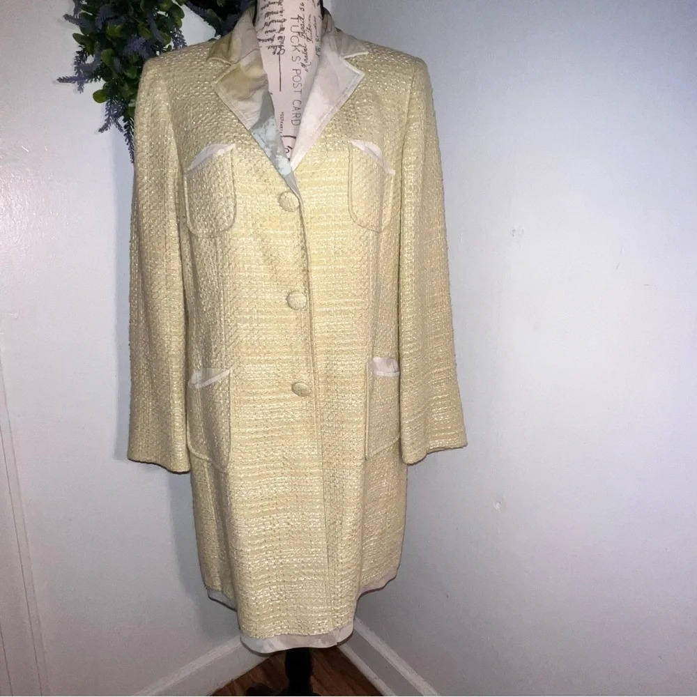 Seigrid Olsen,‎ 12, tweed silk lined longsleeve fabric snap pocketed sports coat
